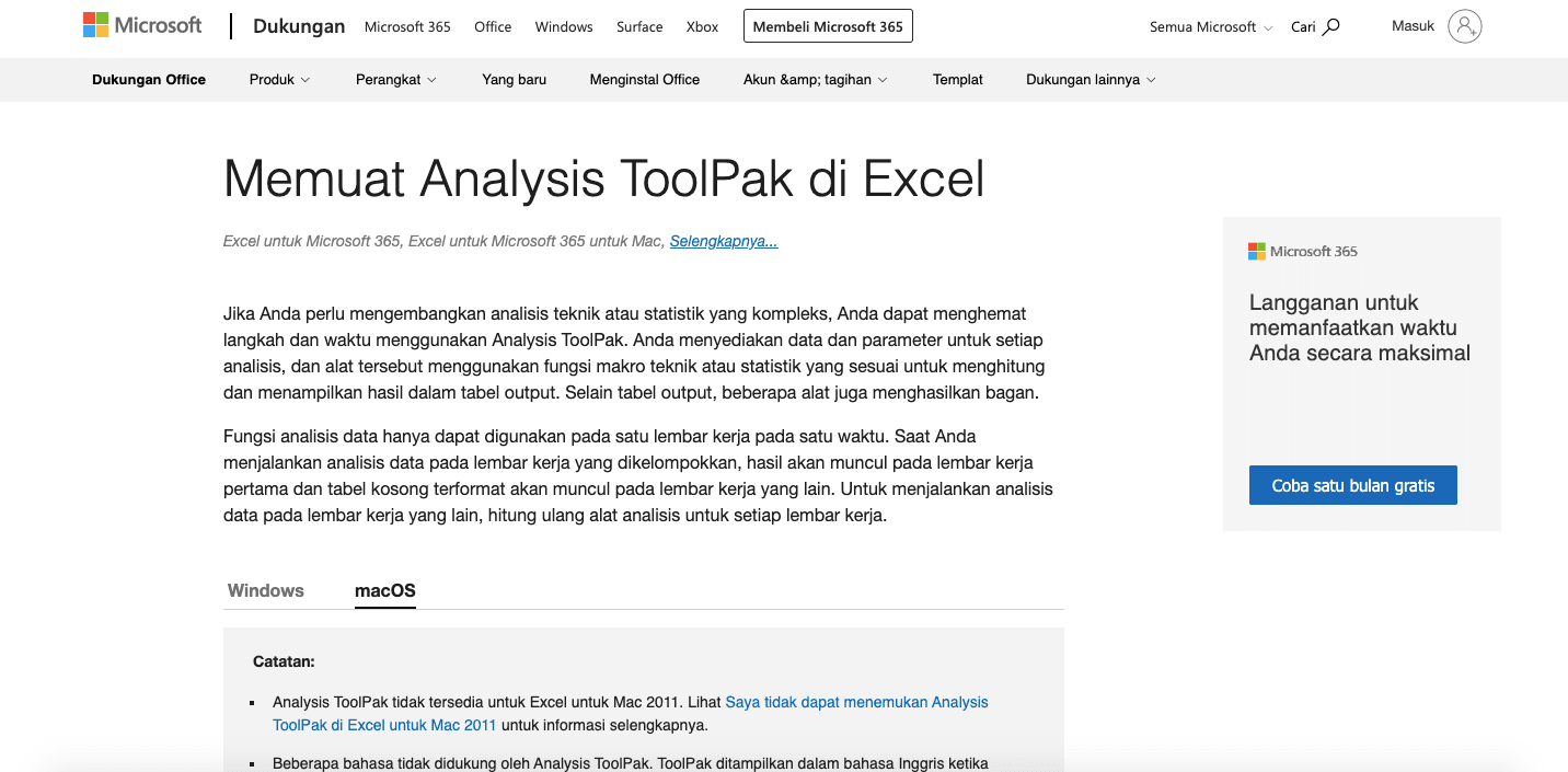 analysis tool pack for mac